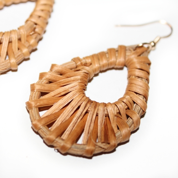 *2 for $15* Rattan Wicker Drop Earrings - Picture 2 of 3